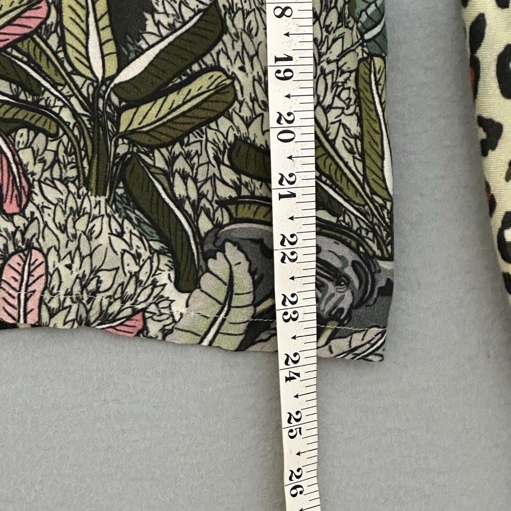 Bl-nk London Anthropologie Womens Top M Sibley Safari Cheetah Elephant Wildlife - Picture 10 of 13